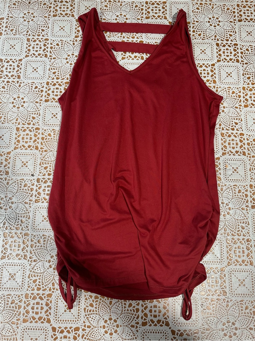 M. Fasis Burgundy Ruched Tank Top – Women’s Sleeveless Blouse